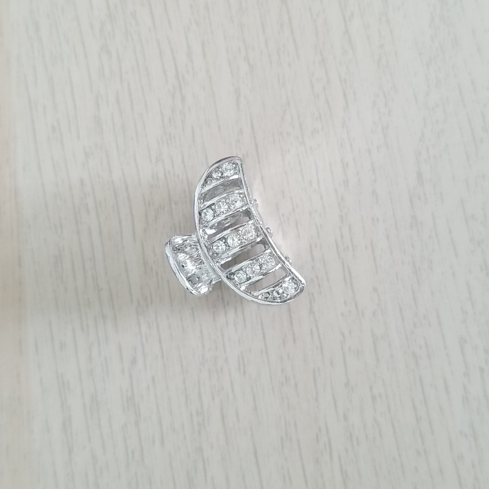 Silver Rhinestone Metal Mini Butterfly Hair Clip